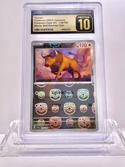 2023 POKEMON JPN 151 TAUROS MASTER BALL REVERSE HOLO #128 CGC 10 PRISTINE - Image 1