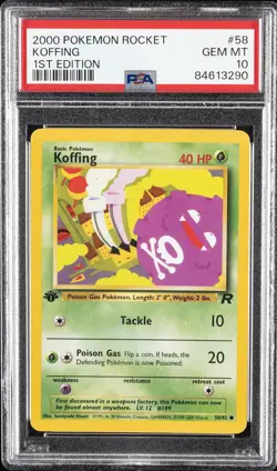 2000 POKEMON ROCKET 1ST ED #58 KOFFING PSA 10 - Image 1