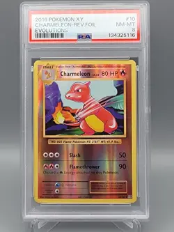 2016 POKEMON XY EVOLUTIONS #10 CHARMELEON-REV.FOIL - PSA 8 - Image 1