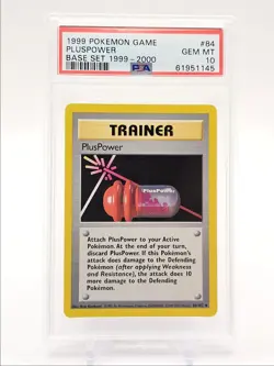 PLUSPOWER 1999 POKEMON GAME BASE SET UNCOMMON GEM MT 84/102 PSA 10 Q6205 - Image 1