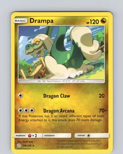Pokemon TCG Drampa S&M Cosmic Eclipse 159/236 Regular Rare Card LP-NM - Image 1
