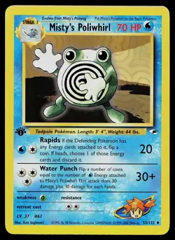 Pokemon Card - Misty's Poliwhirl Gym Heroes 53/132 Uncommon 1st Edition - Image 1