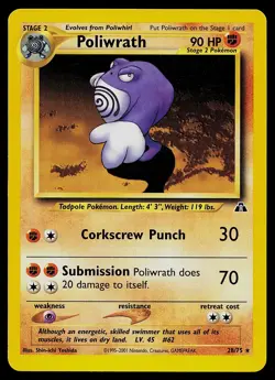 Pokemon Card - Poliwrath Neo Discovery 28/75 Rare - Image 1