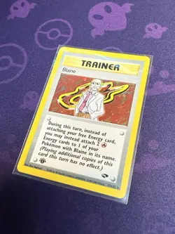 Pokemon TCG Blaine Trainer First Edition Gym Challenge Holo Card 17/132 WOTC - Image 1