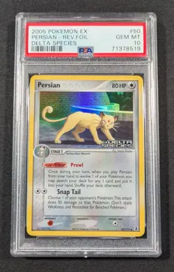 Pokemon Card Reverse Holo Persian 50/113 PSA 10 GEM MINT ex Delta Species - Image 1