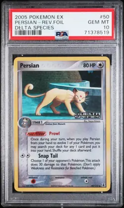 Pokemon Card Reverse Holo Persian 50/113 PSA 10 GEM MINT ex Delta Species - Image 3