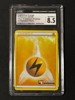 Holo Lightning Energy 91 Ampharos HGSS Base Pokemon Play Card Crosshatch CGC 8.5 - Image 2
