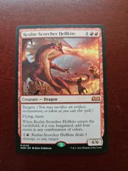 2023 MTG Magic The Gathering WOE Wilds of Eldraine #145 Realm-Scorcher Hellkite - Image 1
