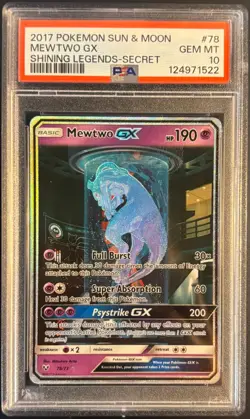 Mewtwo GX 2017 Pokemon Shining Legends #78 PSA 10 - Image 1
