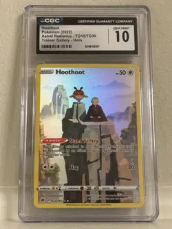 Hoothoot POKEMON SWORD & SHIELD ASTRAL RADIANCE TG12/TG30 FULL ART CGC 10 - Image 1