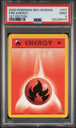 2000 POKEMON NEO GENESIS 1ST ED #107 FIRE ENERGY PSA 9 - Image 1