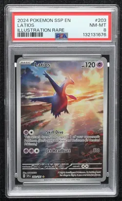 Latios Illustration Rare Pokemon SV08: Surging Sparks PSA 8 - Image 1