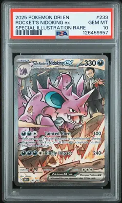 2025 POKEMON DRI EN-DESTINED RIVALS #233 TEAM ROCKET'S NIDOKING EX PSA 10 - Image 1