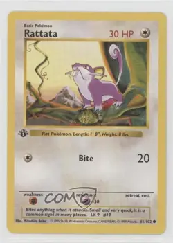 Rattata Shadowless 1st Ed. Pokemon Base Set #61 1999 - Image 1