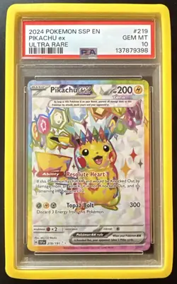 2024 POKEMON SSP EN-SURGING SPARKS ULTRA RARE #219 PIKACHU EX PSA 10 - Image 1