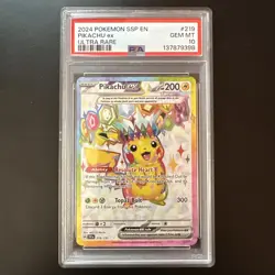 2024 POKEMON SSP EN-SURGING SPARKS ULTRA RARE #219 PIKACHU EX PSA 10 - Image 3
