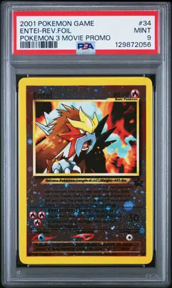 2001 POKEMON GAME MOVIE POKEMON 3 MOVIE PROMO #34 ENTEI-REVERSE FOIL PSA 9 - Image 1