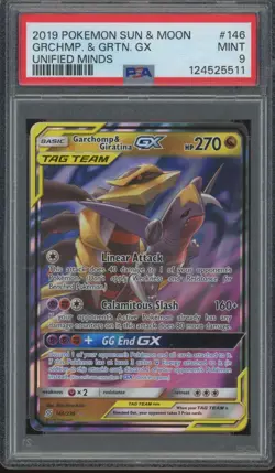 2019 Pokemon Sun & Moon Unified Minds #146 Garchomp Giratina GX Mint PSA 9 - Image 1