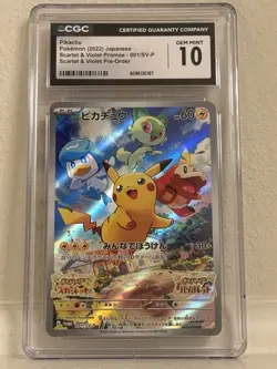 Pikachu 001/SV-P Scarlet & Violet Pre-Order CGC 10 Pokemon Promo Japanese - Image 1