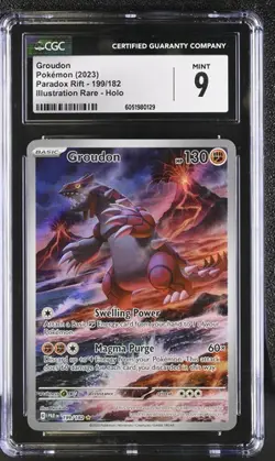 Pokemon CGC 9 Groudon 199/182 Illustration Rare Paradox Rift Mint - Image 1