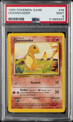 1999 POKEMON GAME #46 CHARMANDER PSA 9 - Image 1