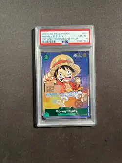 One Piece P-037 Luffy 1st Anniversary Tournament Participant Promo Anv PSA 10 GG - Image 1