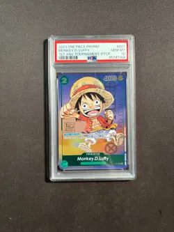 One Piece P-037 Luffy 1st Anniversary Tournament Participant Promo Anv PSA 10 GG - Image 1
