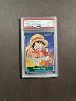One Piece P-037 Luffy 1st Anniversary Tournament Participant Promo Anv PSA 10 GG - Image 1
