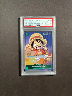 One Piece P-037 Luffy 1st Anniversary Tournament Participant Promo Anv PSA 10 GG - Image 1