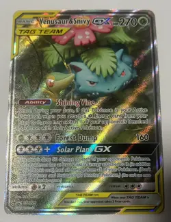 Pokemon TCG Venusaur & Snivy GX SM229 Alternative Art Tag Team Promo Card - Image 1