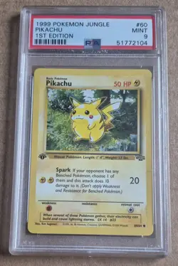 Pokemon Card 60/64 Pikachu 1st Edition Jungle English - PSA 9 NEW CERT - Image 1