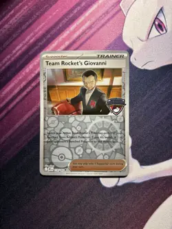 Team Rocket’s Giovanni 174/182 Regional Competitor Stamped Promo Pokemon Card NM - Image 1