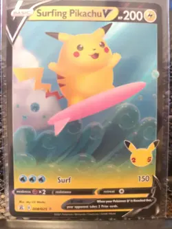 Surfing Pikachu V 008/025 Celebrations Pokemon TCG NM - Mint Ultra Rare Card - Image 1