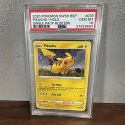 Pokemon Pikachu SWSH039 Single Pack Blisters Black Star Promo PSA 10 - Image 1