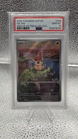 2025 POKEMON SVP EN-SV BLACK STAR PROMO #208 VICTINI PSA 10 - Image 1