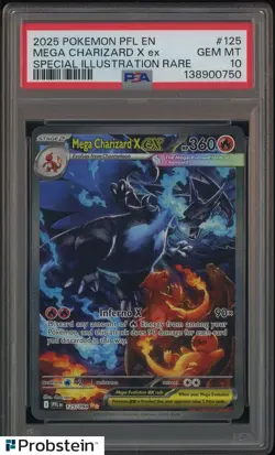 2025 Pokemon PFL En Special Illustration Rare #125 Mega Charizard X ex PSA 10 - Image 1