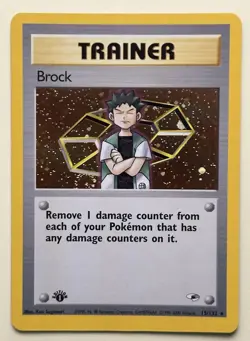Pokemon TCG 1st Edition Brock 15/132 Gym Heroes Holo 2000 - Image 1