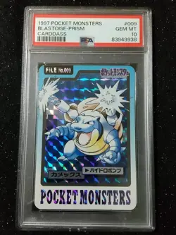PSA 10 GEM 1997 POKEMON CARDDASS BLASTOISE PRISM JAPANESE BANDAI # 009 - Image 1