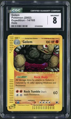 2002 Pokemon Expedition Golem Holo Rare 14/165 CGC 8 - Image 1