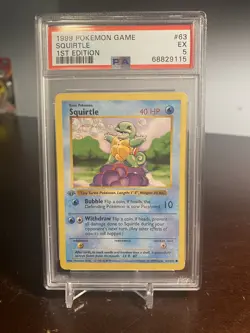 PSA 5 EX Pokemon Squirtle Base Set 1st Edition Common Shadowless GREY STAMP - Image 1