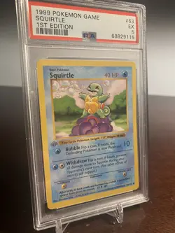 PSA 5 EX Pokemon Squirtle Base Set 1st Edition Common Shadowless GREY STAMP - Image 2