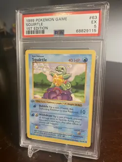 PSA 5 EX Pokemon Squirtle Base Set 1st Edition Common Shadowless GREY STAMP - Image 3
