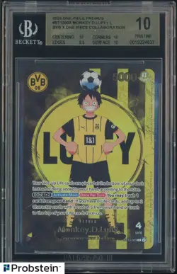 2025 ONE PIECE PROMOS BVB X ONE PIECE MATCH DAY 2025 #003 MONKEY D. LUFFY BGS 10 - Image 1