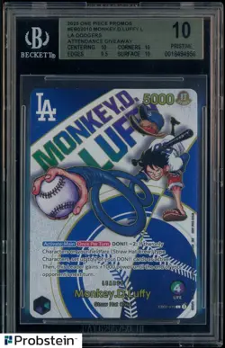 2025 One Piece Promo Dodgers Attendance Giveaway Monkey D. Luffy BGS 10 PRISTINE - Image 1