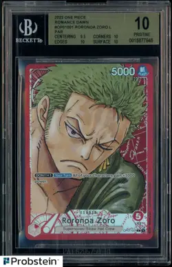2022 One Piece Romance Dawn #OP01001 Roronoa Zoro L BGS 10 PRISTINE - Image 1
