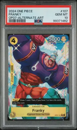 2024 ONE PIECE OP07-500 YEARS IN THE FUTURE ALTERNATE ART #107 FRANKY PSA 10 - Image 1