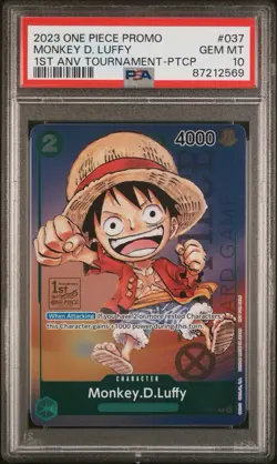 PSA10 Monkey.D.Luffy P-037 1st Anniversary Tournament Participant One Piece - Image 1