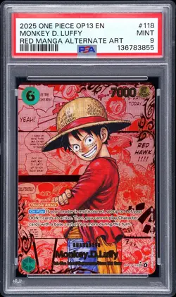 2025 ONE PIECE CARRYING ON HIS WILL RED MANGA ALT ART #118 MONKEY D. LUFFY PSA 9 - Image 1