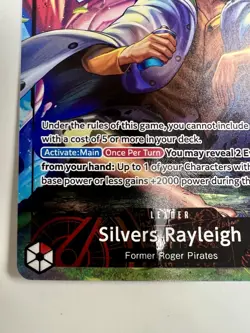 One Piece Silvers Rayleigh Alt Art OP12-001 Leader Rare NM English - Image 5