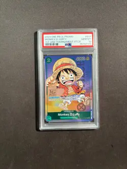 One Piece P-037 Luffy 1st Anniversary Tournament Participant Promo Anv PSA 10 GG - Image 1